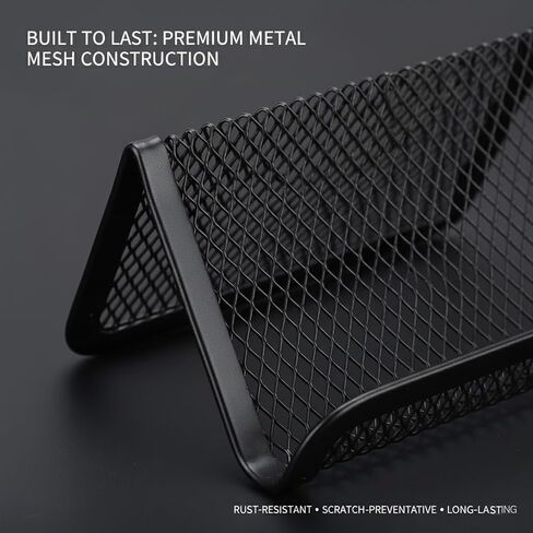 Metal Mesh Business Card Holder for Desk – Professional Business Card Stand, Organizer & Display Rack | Holds 30–50 Cards | Office Desk Accessories & Organizer for Business Cards, (1 Pack) in Saudi Arabia
