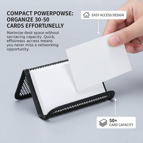 Metal Mesh Business Card Holder for Desk – Professional Business Card Stand, Organizer & Display Rack | Holds 30–50 Cards | Office Desk Accessories & Organizer for Business Cards, (1 Pack) in Saudi Arabia
