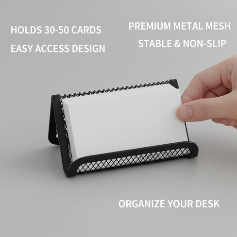 Metal Mesh Business Card Holder for Desk – Professional Business Card Stand, Organizer & Display Rack | Holds 30–50 Cards | Office Desk Accessories & Organizer for Business Cards, (1 Pack) in Saudi Arabia