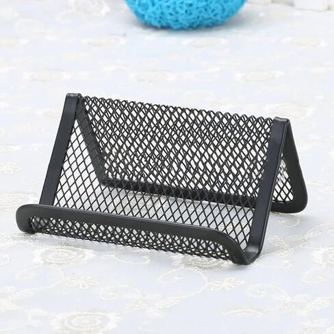 Metal Mesh Business Card Holder for Desk – Professional Business Card Stand, Organizer & Display Rack | Holds 30–50 Cards | Office Desk Accessories & Organizer for Business Cards, (1 Pack) in Saudi Arabia