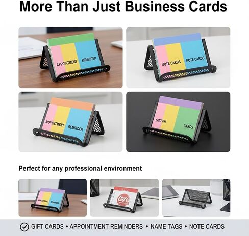Metal Mesh Business Card Holder for Desk – Professional Business Card Stand, Organizer & Display Rack | Holds 30–50 Cards | Office Desk Accessories & Organizer for Business Cards, (1 Pack) in Saudi Arabia