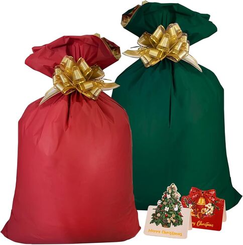 LBQPFQ Santa Sacks Drawstring Christmas Bags39 x 27.5 inches/ 17.7 x 22 inches/ 45 x 56cm Message Card Large Christmas Bags with Drawstring for Xmas Presents Party Favor Supplies (2) in Saudi Arabia