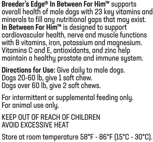 Breeder's Edge in Between for Him, Male Multivitamin for Cats/Small Dogs- 90 ct in Saudi Arabia