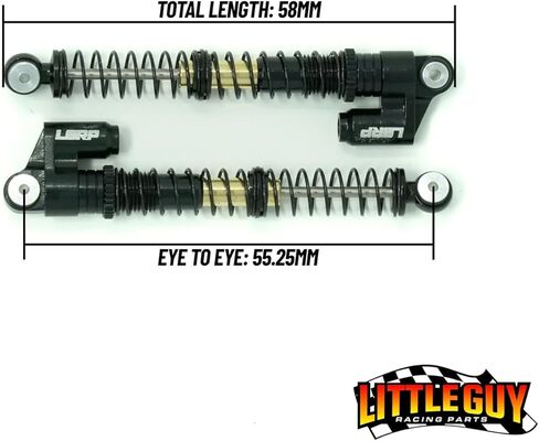 LGRP® Little Guy Racing Parts Long Travel Shocks (58MM Black/Gold) Compatible with 1/24 Scale RC Axial SCX24, Element, Enduro, URUAV, LGS102 in Saudi Arabia