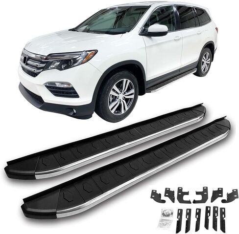 IKON MOTORSPORTS، لوحة الجري متوافقة مع 2016-2022 Honda Pilot، زوج قضيب Nerf من الألومنيوم بنمط المصنع باللون الأسود، 2017 2018 2019 2020 2021 in Saudi Arabia