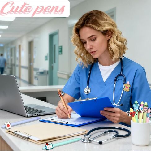 أقلام ممرضة - مجموعة أقلام تمريض بتصميم عتيق مكونة من 10 قطع حبر أسود من ملحقات CNA للعمل، مساعد طبي - هدايا ممرضة مريحة ومتينة وبأسعار معقولة وأساسيات مدرسة التمريض in Kuwait