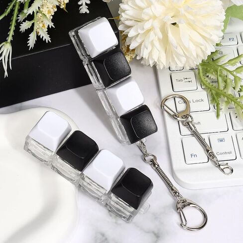 2 PCS Keyboard Fidget Toy, 4-in-1 Keyboard Button Clicker Keychain, Push Bubble Sensory Fidget Toys for Kids Adults to Relief Pass Time (Blue Pink White) in Saudi Arabia