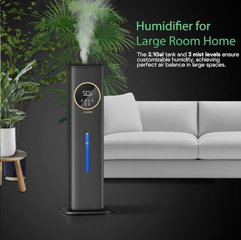 AILINKE Humidifiers for Large Room Bedroom, 2.1 Gal Cool Mist humidifier for Home with Remote, School, Office, Greenhouse, Warehouse, Indoor Planting, White in Saudi Arabia