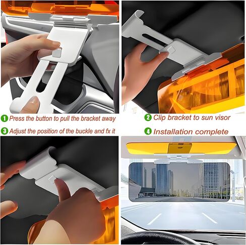 Car Visor 2 in 1 Day and Night Anti-Glare, Automobile Sun Anti-UV Block Visor, Non Glare Anti-Dazzle Sunshade Mirror Goggles Shield for Driving Goggles, Windshield Visor (Two Color 1 Pack) in Saudi Arabia