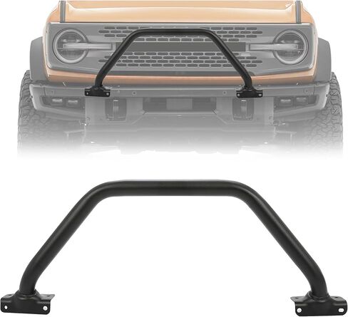 شريط الثور الأمامي من HECASA متوافق مع 2021-2024 Ford Bronco 2/4 باب مصد وحدات M2DZ17D957AB فرشاة شواء مصبغة حماية فرشاة دفع شريط فولاذي أسود in Saudi Arabia