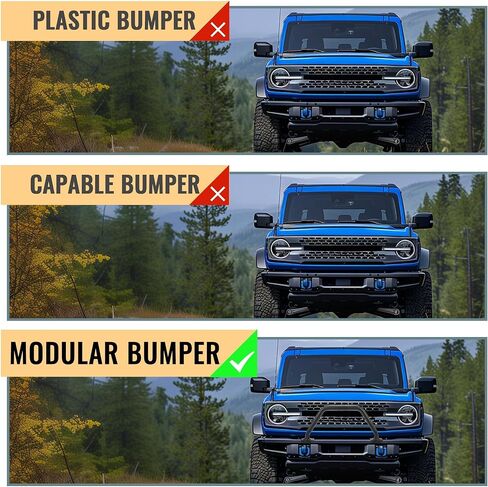 شريط الثور الأمامي من HECASA متوافق مع 2021-2024 Ford Bronco 2/4 باب مصد وحدات M2DZ17D957AB فرشاة شواء مصبغة حماية فرشاة دفع شريط فولاذي أسود in Saudi Arabia