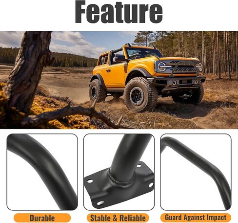 شريط الثور الأمامي من HECASA متوافق مع 2021-2024 Ford Bronco 2/4 باب مصد وحدات M2DZ17D957AB فرشاة شواء مصبغة حماية فرشاة دفع شريط فولاذي أسود in Saudi Arabia