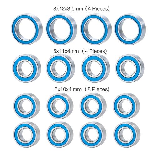 16PCS Rubber Sealed Bearing Kit for Tamiya TT02 TT-02 TT02D TT-02D 1/10 RC Model Car Chassis Accessories in Saudi Arabia