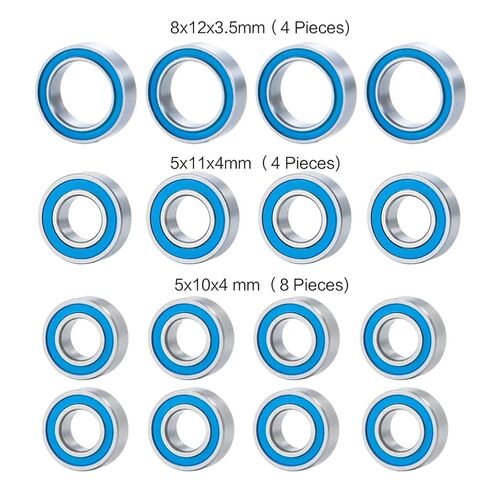 16PCS Rubber Sealed Bearing Kit for Tamiya TT02 TT-02 TT02D TT-02D 1/10 RC Model Car Chassis Accessories in Saudi Arabia