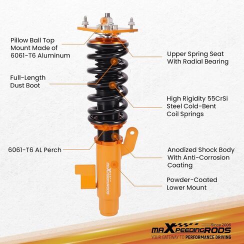 maxpeedingrods Coilovers for Mazda 3 BK 2004-2009، for Mazda 3 BL 2009-2013، طقم تعليق كامل Coilovers قابل للتعديل للارتفاع، دعامات ممتص الصدمات، طقم خفض أزرق in Saudi Arabia