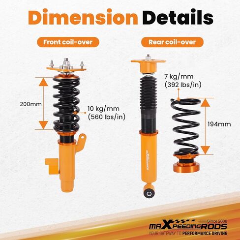 maxpeedingrods Coilovers for Mazda 3 BK 2004-2009، for Mazda 3 BL 2009-2013، طقم تعليق كامل Coilovers قابل للتعديل للارتفاع، دعامات ممتص الصدمات، طقم خفض أزرق in Saudi Arabia