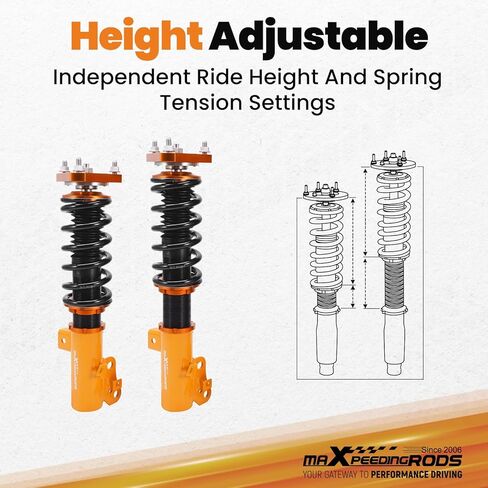maxpeedingrods Coilovers لسيارة Honda Civic 2012-2015 FG3/FB2، دعامات طقم تعليق كويلوفر قابل للتعديل للارتفاع، دعامات ممتصة للصدمات معدة مسبقًا، طقم خفض بمقدار 1-3 بوصة ذهبي in Saudi Arabia
