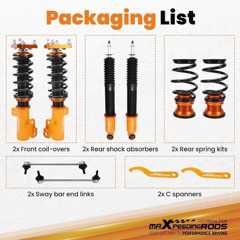 maxpeedingrods Coilovers لسيارة Honda Civic 2012-2015 FG3/FB2، دعامات طقم تعليق كويلوفر قابل للتعديل للارتفاع، دعامات ممتصة للصدمات معدة مسبقًا، طقم خفض بمقدار 1-3 بوصة ذهبي in Saudi Arabia