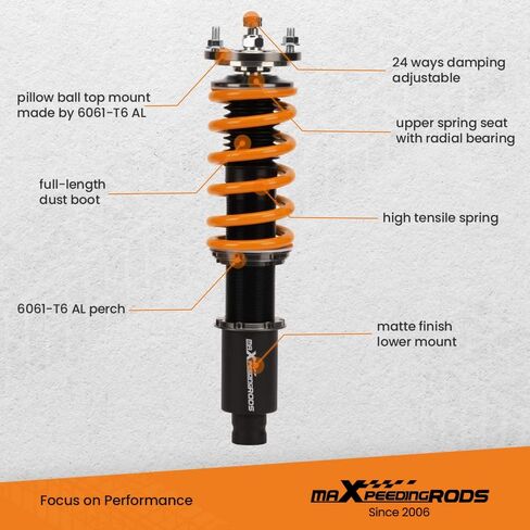 maXpeedingrods Coilovers for Honda Civic 1988-2000, for CRX 1988-1991, for del Sol 92-95, for Acura Integra 1990-2001, 24 Levels Damper Adjustable Struts, Height Adjustable T6 Upgraded Lowering Kit in Saudi Arabia