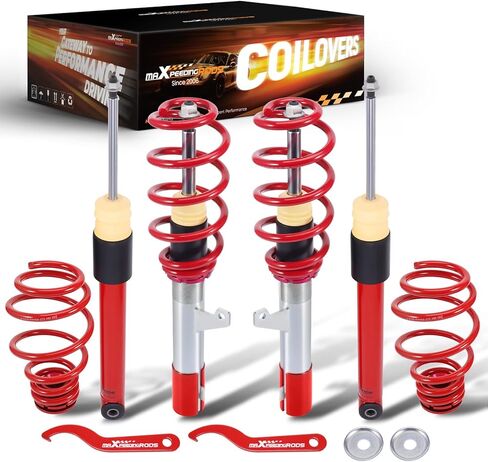 maXpeedingrods Coilovers for VW Golf MK5 2003-2008, for Golf MK6 2008-2012, for VW Jetta MK5 2006-2011, for Audi A3/TT 2006-2014, Height Adjustable Coilovers Suspension Kit, Lowering Kit Red in Saudi Arabia