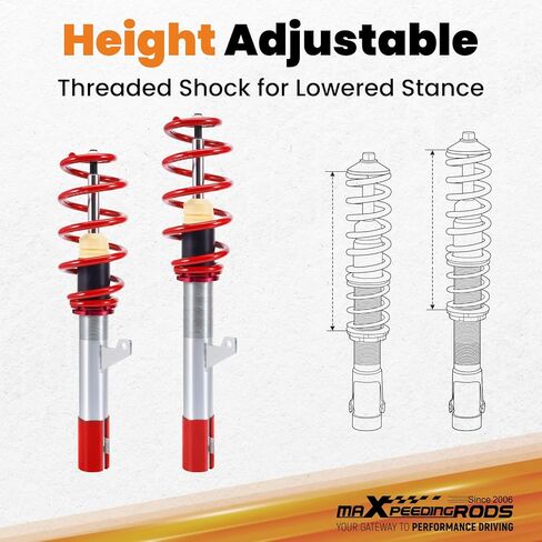 maXpeedingrods Coilovers for VW Golf MK5 2003-2008, for Golf MK6 2008-2012, for VW Jetta MK5 2006-2011, for Audi A3/TT 2006-2014, Height Adjustable Coilovers Suspension Kit, Lowering Kit Red in Saudi Arabia