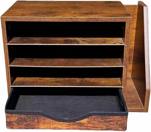 منظم ملفات مع درج، منظم مكتب خشبي، مع 4 أرفف قابلة للتعديل، فارز بريد مع درج، حامل ورق مكتب المكتب، بني in Saudi Arabia