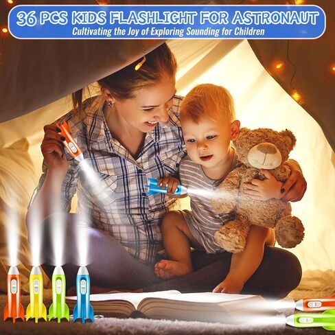 36 Pcs Mini Rocket Keychains, 4 Colors Mini Flashlights for Kids Bulk, Rocket Flashlight Keychain for Party Favor in Saudi Arabia