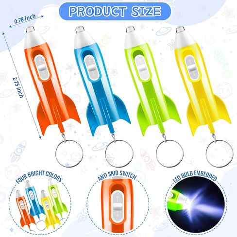 36 Pcs Mini Rocket Keychains, 4 Colors Mini Flashlights for Kids Bulk, Rocket Flashlight Keychain for Party Favor in Saudi Arabia