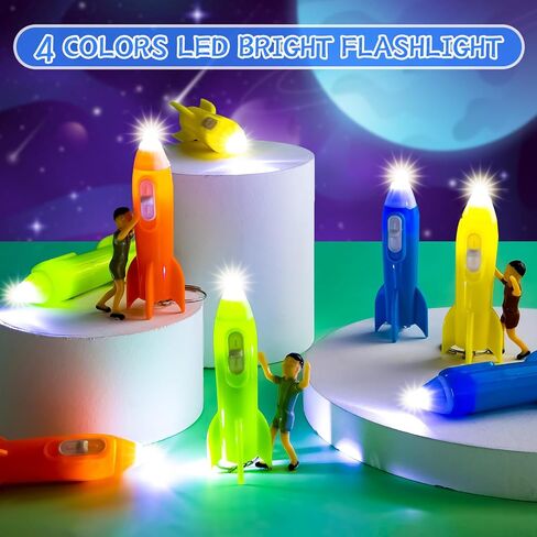 36 Pcs Mini Rocket Keychains, 4 Colors Mini Flashlights for Kids Bulk, Rocket Flashlight Keychain for Party Favor in Saudi Arabia