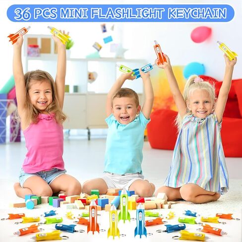 36 Pcs Mini Rocket Keychains, 4 Colors Mini Flashlights for Kids Bulk, Rocket Flashlight Keychain for Party Favor in Saudi Arabia