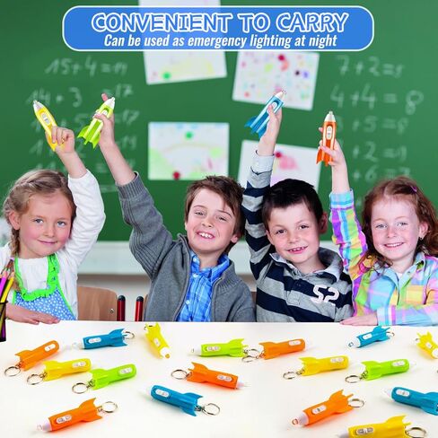 36 Pcs Mini Rocket Keychains, 4 Colors Mini Flashlights for Kids Bulk, Rocket Flashlight Keychain for Party Favor in Saudi Arabia