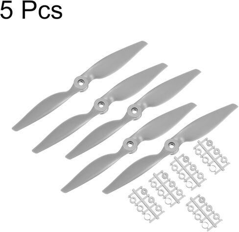 MECCANIXITY 5Pcs 10x7 Inch Propeller RC Propellers 2-Vane Blades Props Gray with Adapter Rings for RC Airplane Aircraft Prop Replacement in Kuwait