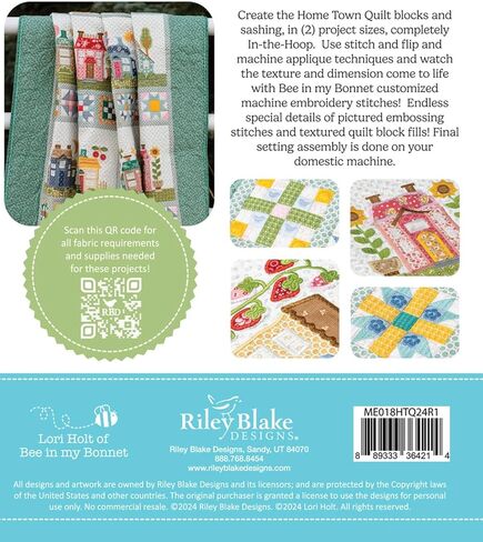 Lori Holt Home Town Quilt - مشروع التطريز الآلي داخل الطوق - يتضمن حجمين لحاف - غرز تطريز مخصصة وتقنيات خياطة اللحف - التنسيقات: DST، EXP، HUS، JEF، PES، VIP، VP3، XXX in Kuwait