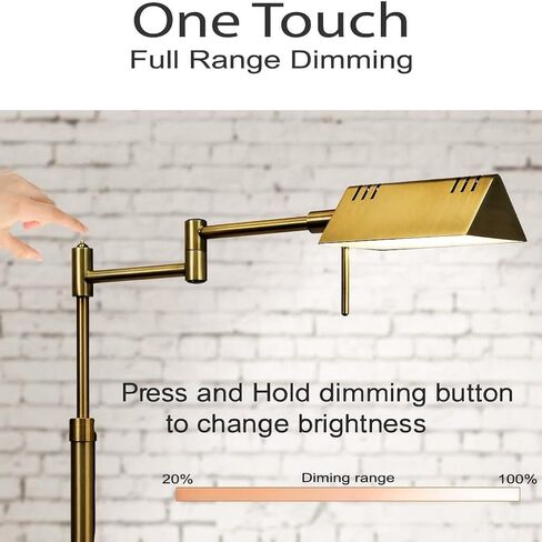 مصباح أرضي للصيدلة LED قابل للتعتيم من O'Bright، 12 وات LED، يعتم نطاق كامل، أذرع متأرجحة 360 درجة، ارتفاعات قابلة للتعديل، مصباح قائم للقراءة والخياطة والحرف اليدوية، مدرج في قائمة ETL، نحاس عتيق (ذهبي) in Kuwait