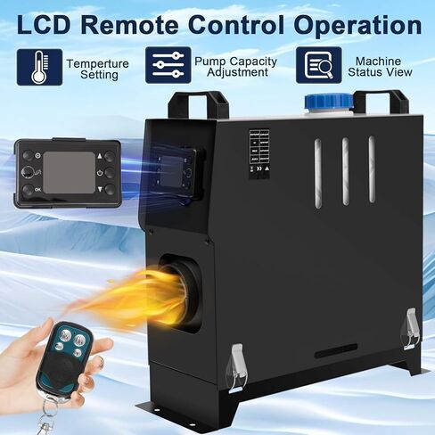 سخان ديزل 8 كيلو وات، سخان هواء ديزل 12 فولت، سخان مواقف ديزل مع شاشة LCD وجهاز تحكم عن بعد للحافلات والقوارب والمحركات، أسود in Kuwait