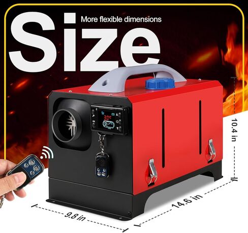 8KW Diesel Heater, 12V/24V Parking Heater with App Control and LCD Display, Automatic Start and Stop, for RV Garage Camper Fishing SUV Car Trailer Camper Van Boat (Red - Horizontal) in Saudi Arabia