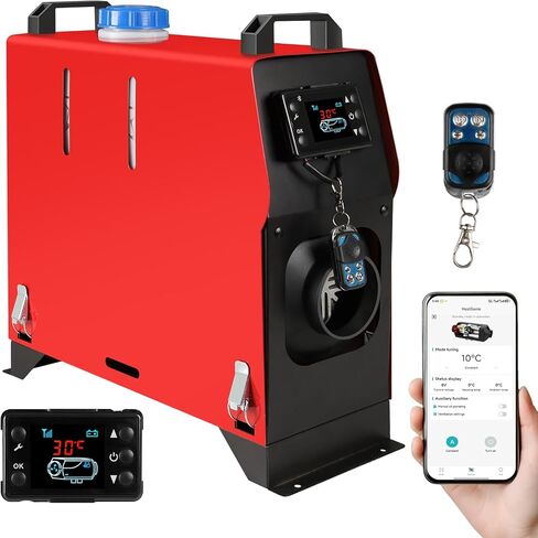 8KW Diesel Heater, 12V/24V Parking Heater with App Control and LCD Display, Automatic Start and Stop, for RV Garage Camper Fishing SUV Car Trailer Camper Van Boat (Red - Horizontal) in Saudi Arabia