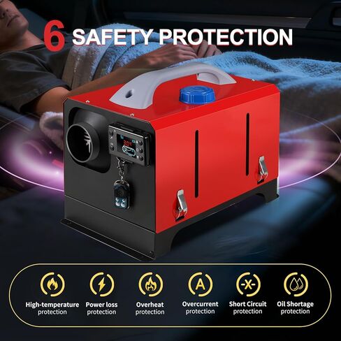 8KW Diesel Heater, 12V/24V Parking Heater with App Control and LCD Display, Automatic Start and Stop, for RV Garage Camper Fishing SUV Car Trailer Camper Van Boat (Red - Horizontal) in Saudi Arabia