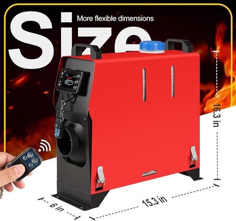 8KW Diesel Heater, 12V/24V Parking Heater with App Control and LCD Display, Automatic Start and Stop, for RV Garage Camper Fishing SUV Car Trailer Camper Van Boat (Red - Horizontal) in Saudi Arabia