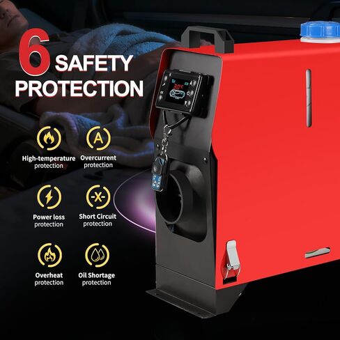 8KW Diesel Heater, 12V/24V Parking Heater with App Control and LCD Display, Automatic Start and Stop, for RV Garage Camper Fishing SUV Car Trailer Camper Van Boat (Red - Horizontal) in Saudi Arabia