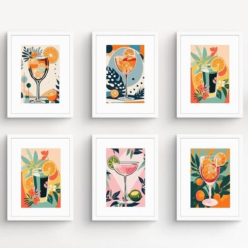 Lofenghome Paint by Number for Adults, Paint-by-Number Kits 6 Pack Aperol Spritz Decor, DIY Home Decor with Brush Clean Cups, Brushes and Instruction Guide for Adult Crafts in Saudi Arabia