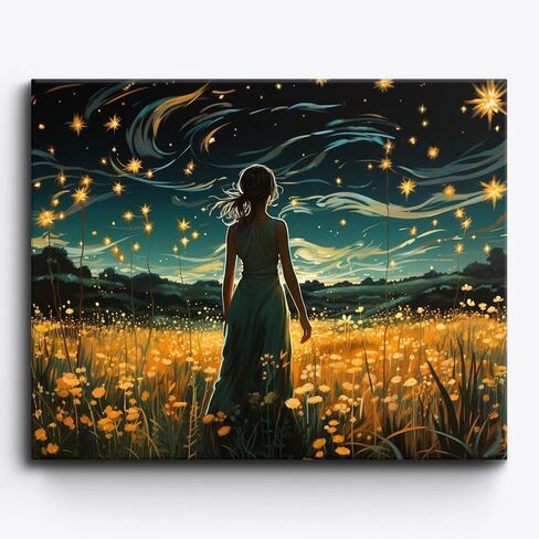 Craftoria Paint by Numbers for Adults 40"x50"cm NO Framed Abstract Whimsical Fields 48 Colors in Saudi Arabia