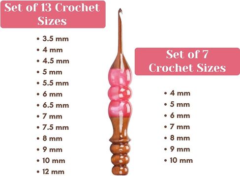 Wooden Crochet Hooks Set for Arthritic Hands | Ergonomic Soft Grip - Resin Mix Indian Rosewood Crochet Hook Set for Crocheting & Knitting (Green, Set of 7) in Kuwait