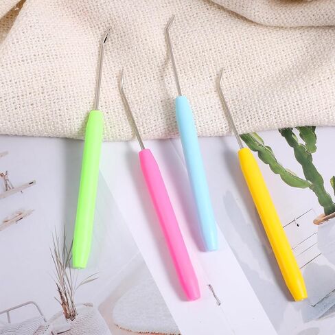 4 PCS Knitting Loom Hook with 8 PCS Large Eye Plastic Sewing Needles, Colorful Loom Knitting Hook Crochet Needle Hooks Kit for Knittings Boards Knitter Crafts in Saudi Arabia