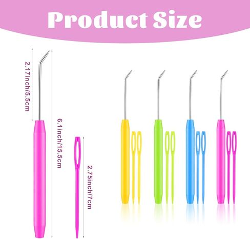 4 PCS Knitting Loom Hook with 8 PCS Large Eye Plastic Sewing Needles, Colorful Loom Knitting Hook Crochet Needle Hooks Kit for Knittings Boards Knitter Crafts in Saudi Arabia