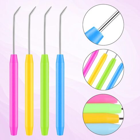 4 PCS Knitting Loom Hook with 8 PCS Large Eye Plastic Sewing Needles, Colorful Loom Knitting Hook Crochet Needle Hooks Kit for Knittings Boards Knitter Crafts in Saudi Arabia