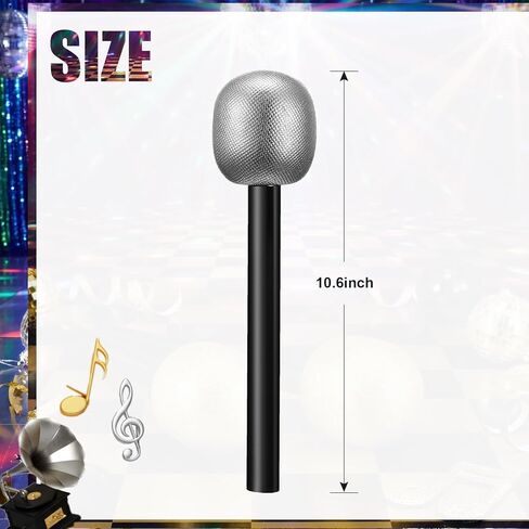 Yaomiao 4 Packs Silver Glittered Microphone Fake Bling Prop Microphone Boys Girls Plastic Pretend Rock Toy Microphone for Disco Stage or Costume Prop Birthday Party Favors in Kuwait
