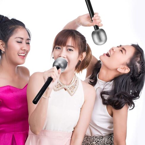 Yaomiao 4 Packs Silver Glittered Microphone Fake Bling Prop Microphone Boys Girls Plastic Pretend Rock Toy Microphone for Disco Stage or Costume Prop Birthday Party Favors in Kuwait