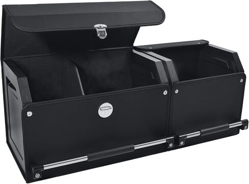Leather Trunk Organizer for SUV, Car Trunk Storage with Lid & Push-pull Handle, Combination of SUV Cargo Organizer, Waterproof Car Trunk Storage Organizer for Sedan Van Minivans in Saudi Arabia