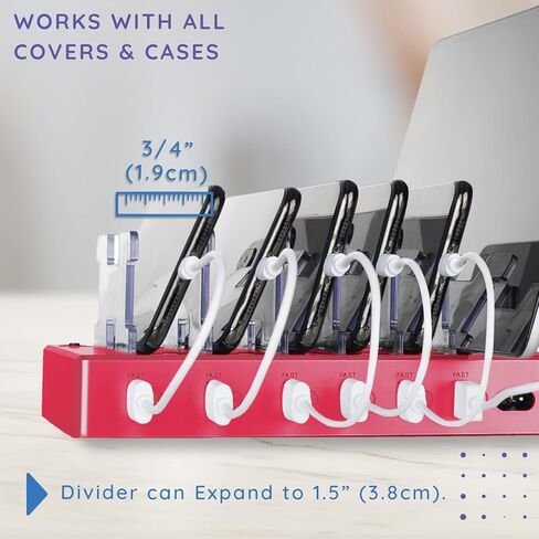 Charging Station for Multiple Devices, with 6 USB Fast Ports, Compatible with Cell Phones, Smart Phones, Tablets, and Other Electronics (Silver) in Saudi Arabia